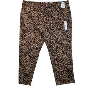 Terra & Sky Womens Plus SIze 24W Petite Core Straight Leg Leopard Print Jeans